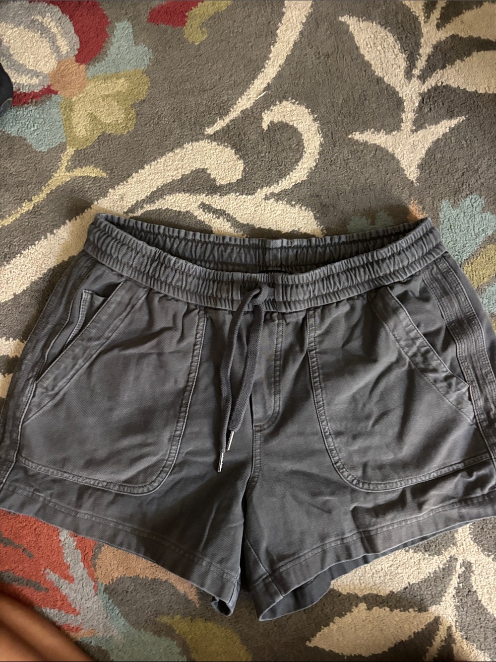 Athleta Charcoal Gray Elastic-Waist Utility Shorts